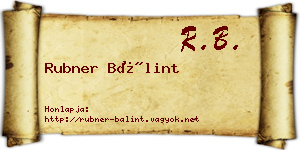 Rubner Bálint névjegykártya